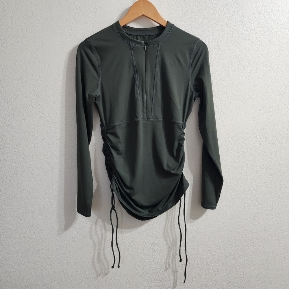 SOLD ATHLETA Ruched Rashguard Green Size S - Picture 6 of 10